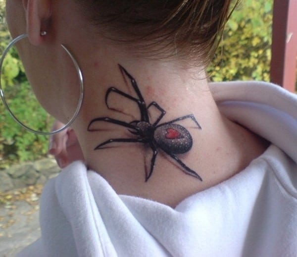 I got a badass spiderweb tattooed on my neck today  rGothStyle