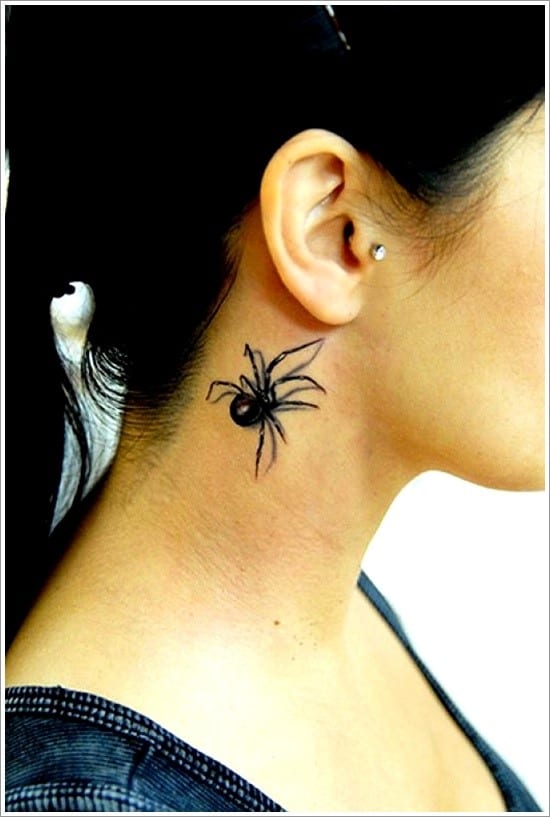 spider tattoo under ear