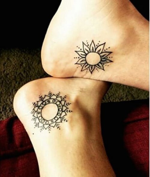 Sun Flower Friendship Tattoos on Ankle