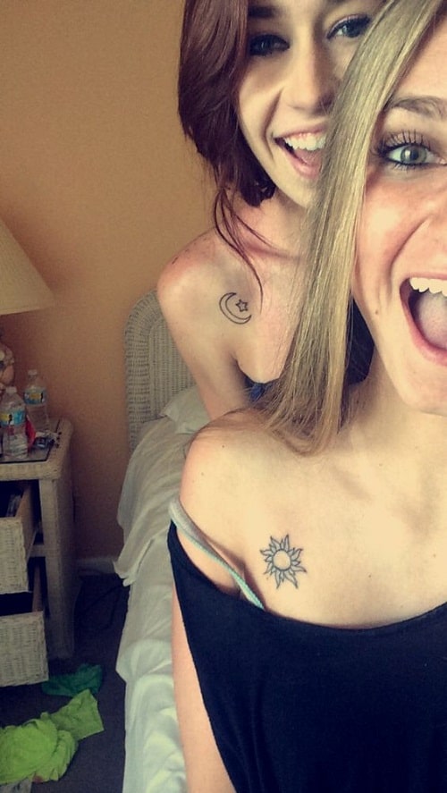 Sun, Moon and Star Best Friend Tattoos