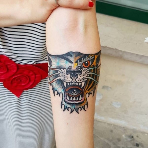 tiger forearm tattoo