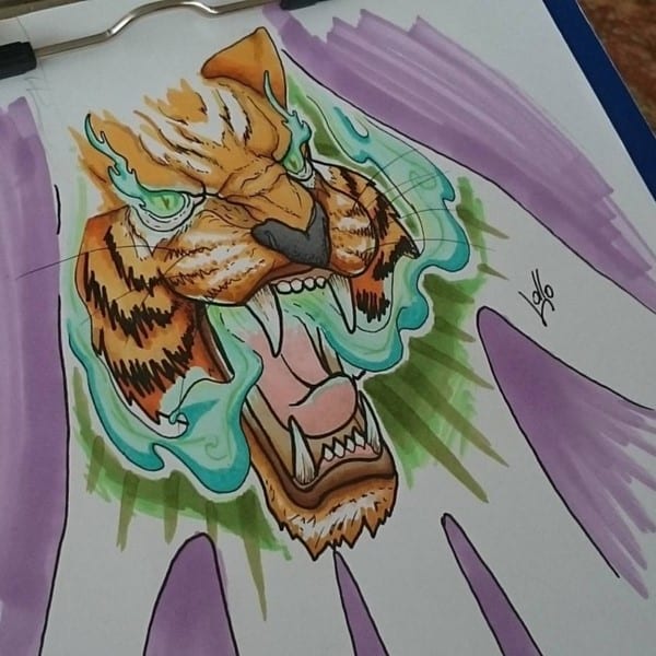 tiger art for hand tattoo