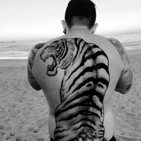 large tiger back tattoo