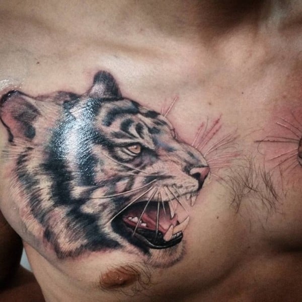 tiger chest tattoo