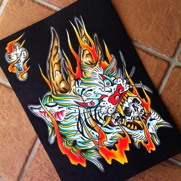flaming tiger design