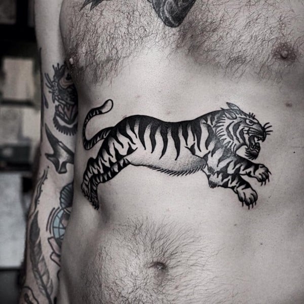 tiger tattoo on stomach