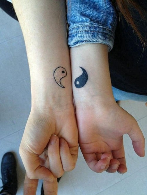 Yin and Yang on Wrist Friendship Tattoos