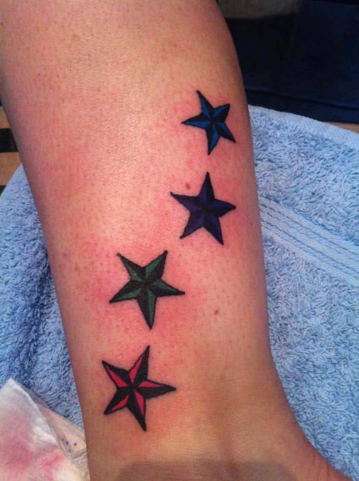 Star Tattoos On Ankle And Foot