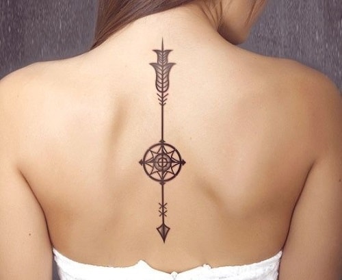 Arrow and Sun Compass Tattoos