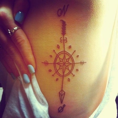 Arrow Pointing South Compass Tattoo