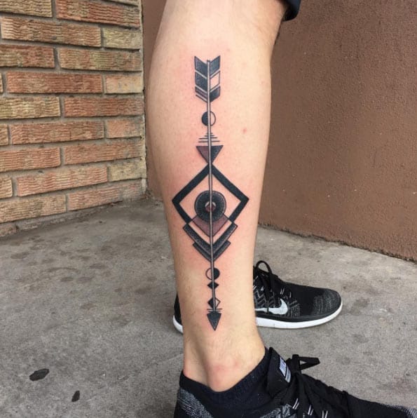 Arrow Tattoo on Leg by Elvis Shirley