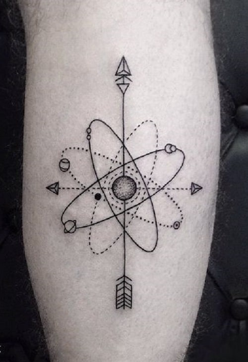 Atomic Compass Tattoo with Arrow