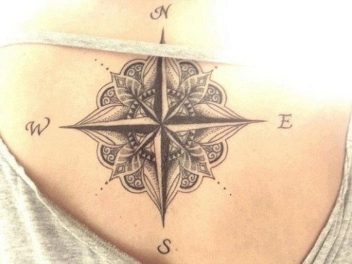 Beautiful Mandala Compass Tattoo