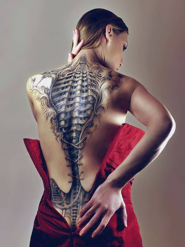 biomechanical back tattoo