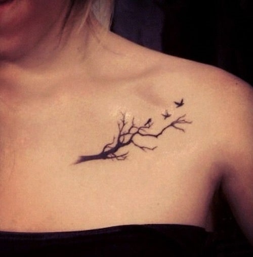 Bird Flying Off a Branch Tattoos