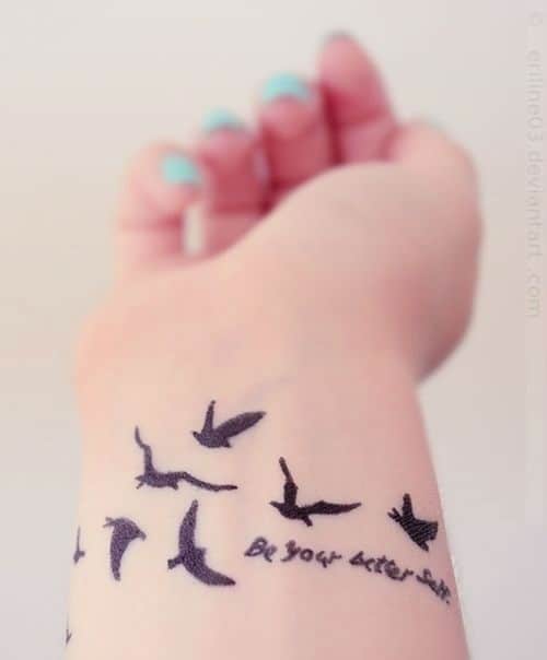 Bird Tattoo with Quote to be your Better Self