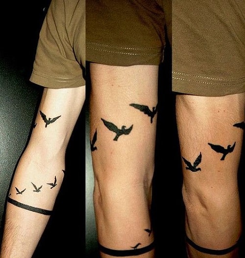 Bird Tattoos Around the Arm for Men