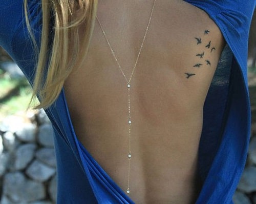 Bird Tattoos on Right Upper Back for Women