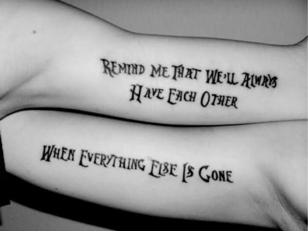 matching quote tattoos for sisters