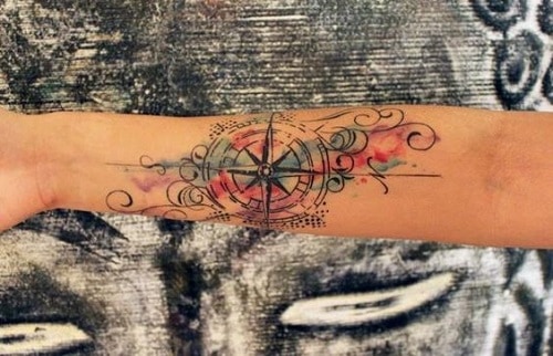 compass tattoo with anchor