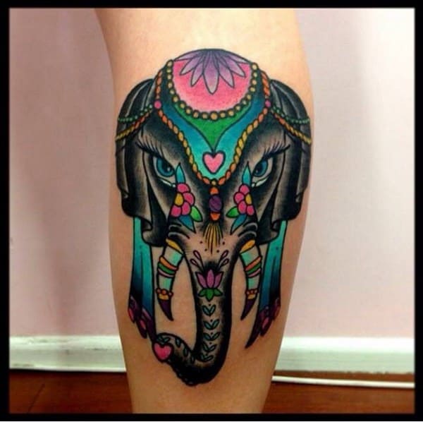 Colorful Elephant Tattoo