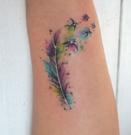 Colorful Feathers and Bird Tattoos