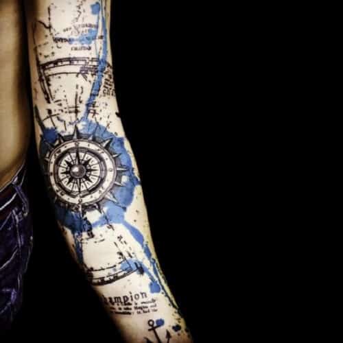 Compass Tattoo on Arm for Men