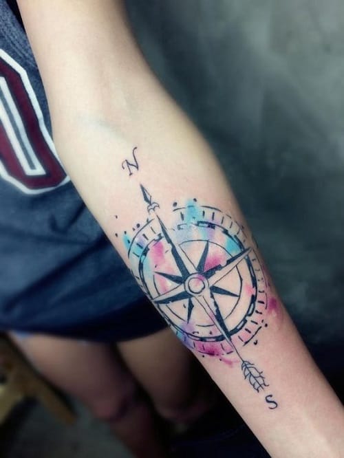 Compass Tattoo with Color