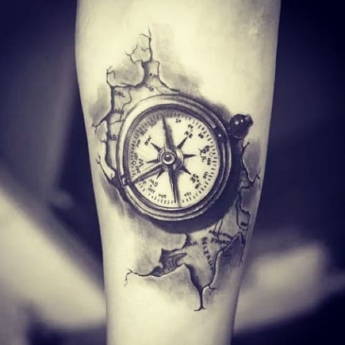 Compass Tattoo with Map Around