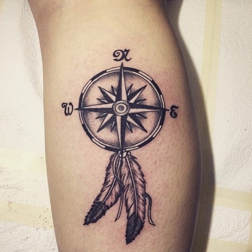 Lower Leg Compass tattoo men at theYoucom