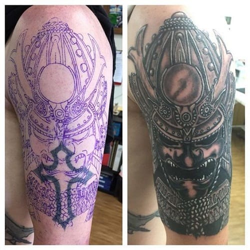 Cross Covered with Samurai tattoo