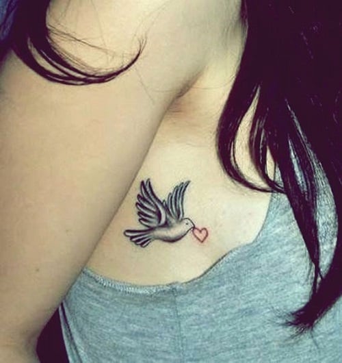 Cute Bird Tattoo Carrying a Heart