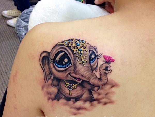 Small Elephant Angel Tattoo - wide 1