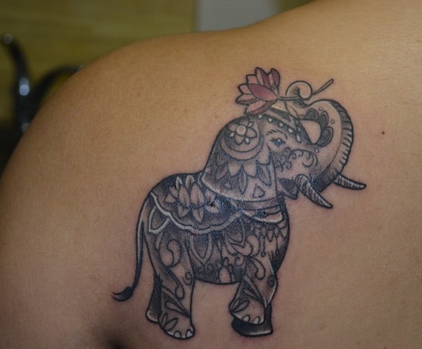 Beautiful Mosaic Elephant Tattoo