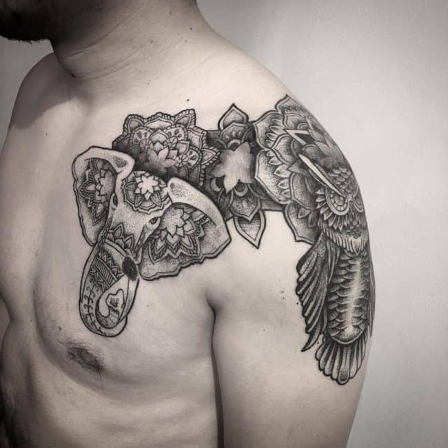 tribal elephant tattoos on shoulder