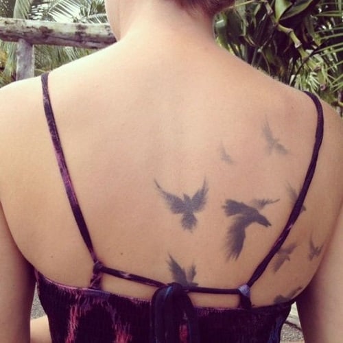 Fading Bird Tattoos on Back