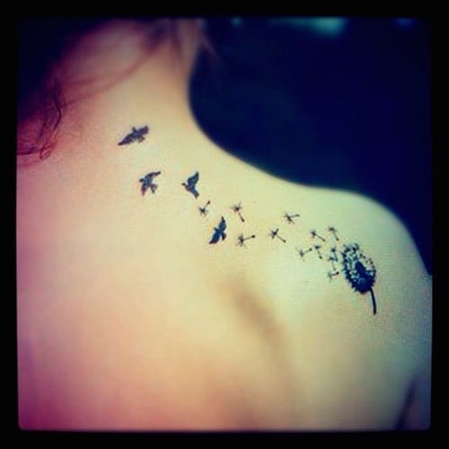 Flying Bird Tattoo on Upper Back