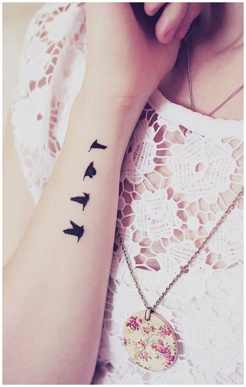 Flying Bird Tattoos on Arm