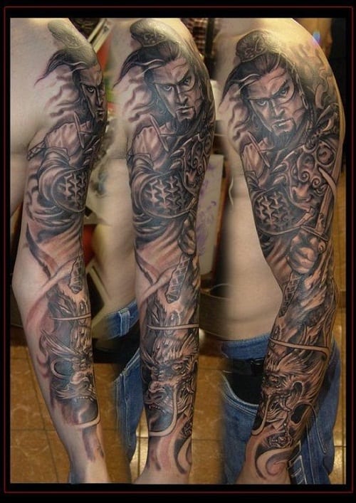 Handsome Samurai Tattoo on Sleeve