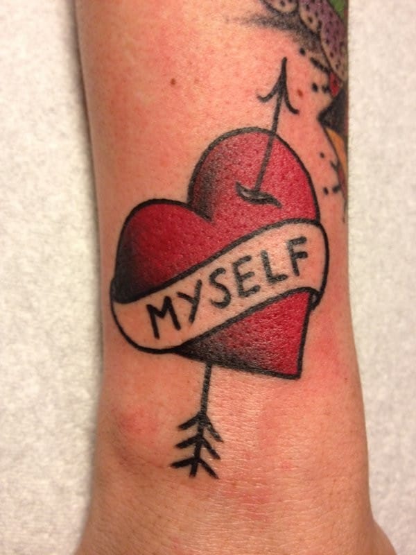Love Red Heart Arrow Tattoo