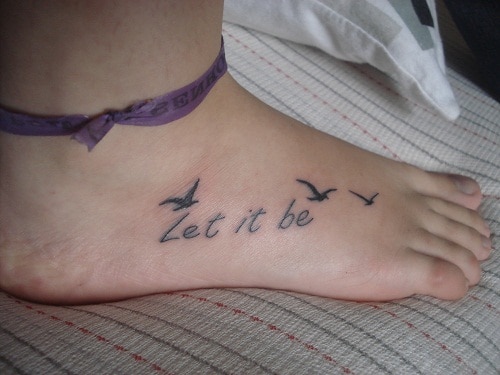 Let it be Small Bird on Foot Tattoo