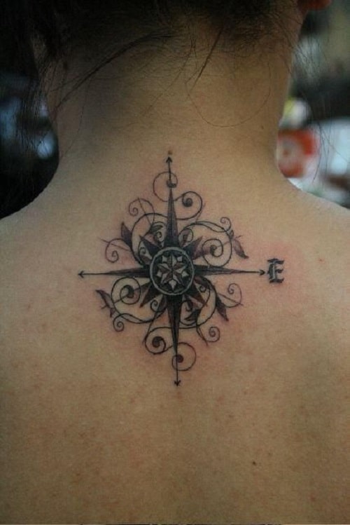 Neck Compass Tattoo