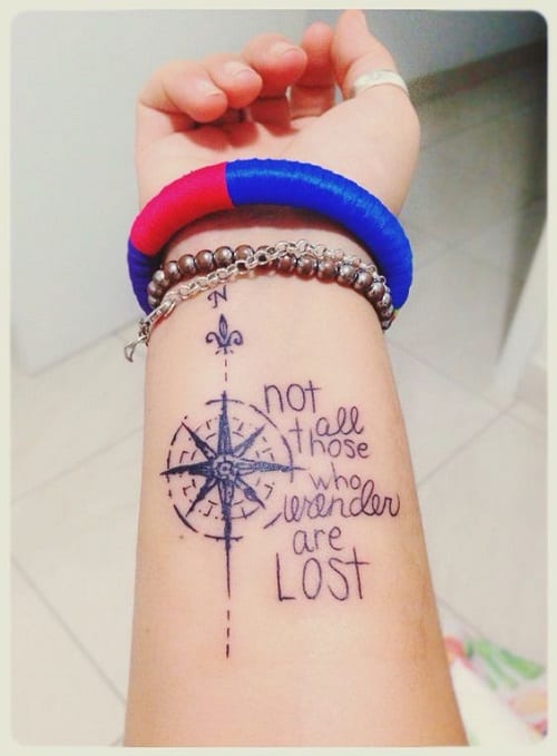 not all who wander are lost compass tattoo