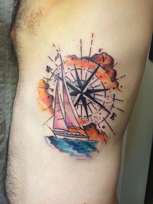 sailboat compass tattoo