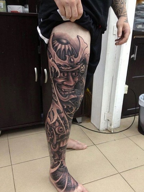 Samurai Tattoo on Entire Leg