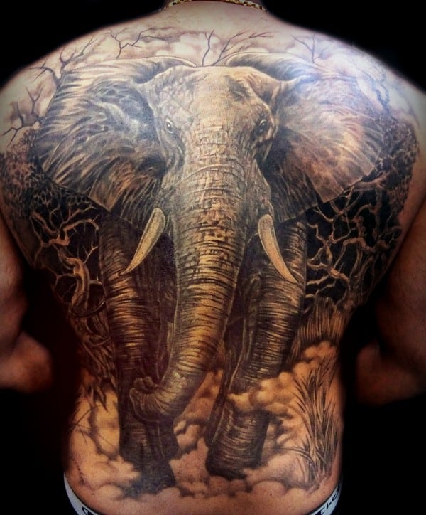 Shoulder Elephant Tattoo