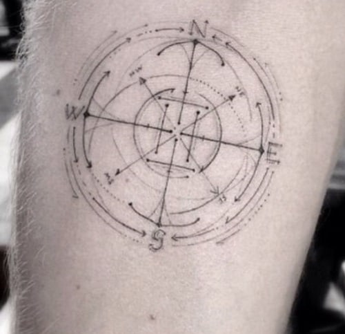 Simple Compass Tattoo on Arm