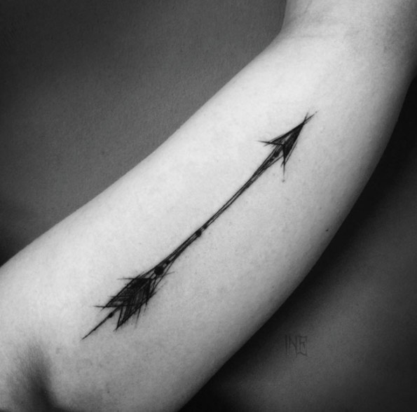 Sketch Style Arrow Tattoo by Inez Janiak