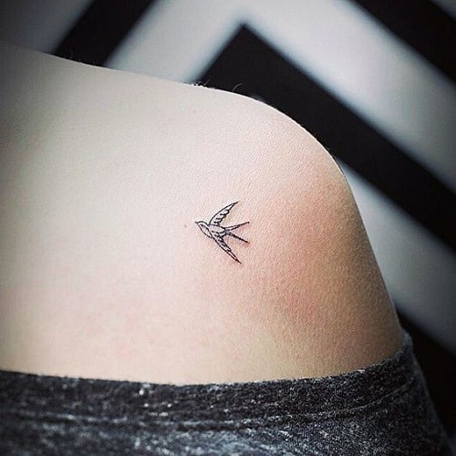 Small Bird Tattoo on Shoulder