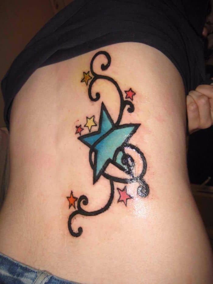 Minimalist north star tattoo on the side boob